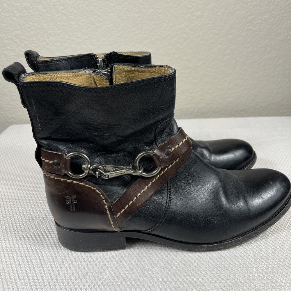 Frye Women’s Molly Hook Black / Brown Leather Bootie‎ Size 7B